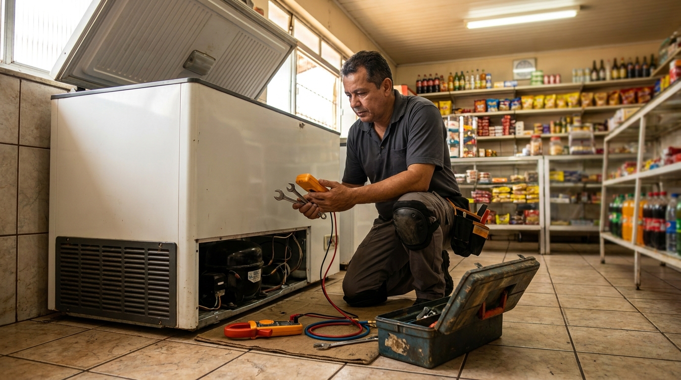 Técnico de conserto de freezer em residência em Contagem‑MG
